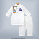 Little Ganesha Swinging Joy Printed Kurta Set - WHITE - 3 - 6 Months Old (Chest 24", Kurta Length 14'', Waist 19", Pant Length 14")