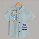 Little Ganesha Swinging Joy Printed Kids Shirt - ARCTIC BLUE - 0 - 6 Months Old (Chest 23")