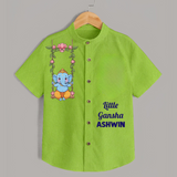 Little Ganesha Swinging Joy Printed Kids Shirt - LIME GREEN - 0 - 6 Months Old (Chest 23")