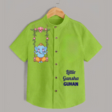 Little Ganesha Swinging Joy Printed Kids Shirt - LIME GREEN - 0 - 6 Months Old (Chest 23")