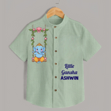 Little Ganesha Swinging Joy Printed Kids Shirt - MINT GREEN - 0 - 6 Months Old (Chest 23")