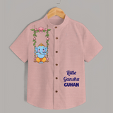Little Ganesha Swinging Joy Printed Kids Shirt - PEACH - 0 - 6 Months Old (Chest 23")