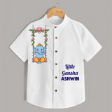 Little Ganesha Swinging Joy Printed Kids Shirt - WHITE - 0 - 6 Months Old (Chest 23")