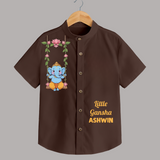 Little Ganesha Swinging Joy Printed Kids Shirt - CHOCOLATE BROWN - 0 - 6 Months Old (Chest 23")