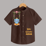 Little Ganesha Swinging Joy Printed Kids Shirt - CHOCOLATE BROWN - 0 - 6 Months Old (Chest 23")