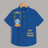 Little Ganesha Swinging Joy Printed Kids Shirt - COBALT BLUE - 0 - 6 Months Old (Chest 23")