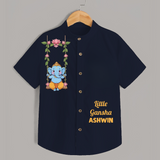 Little Ganesha Swinging Joy Printed Kids Shirt - NAVY BLUE - 0 - 6 Months Old (Chest 23")
