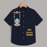 Little Ganesha Swinging Joy Printed Kids Shirt - NAVY BLUE - 0 - 6 Months Old (Chest 23")