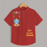 Little Ganesha Swinging Joy Printed Kids Shirt - RED - 0 - 6 Months Old (Chest 23")