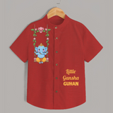 Little Ganesha Swinging Joy Printed Kids Shirt - RED - 0 - 6 Months Old (Chest 23")