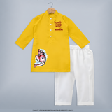 Little Ganesha Floral Frame Blessings Printed Kurta Set - CHROME YELLOW - 3 - 6 Months Old (Chest 24", Kurta Length 14'', Waist 19", Pant Length 14")