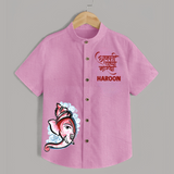 Baby Ganesha Lotus Garden Printed Kids Shirt - BABY PINK - 0 - 6 Months Old (Chest 23")