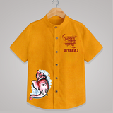 Baby Ganesha Lotus Garden Printed Kids Shirt - CHROME YELLOW - 0 - 6 Months Old (Chest 23")