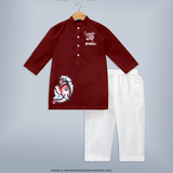 Little Ganesha Floral Frame Blessings Printed Kurta Set