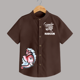 Baby Ganesha Lotus Garden Printed Kids Shirt - CHOCOLATE BROWN - 0 - 6 Months Old (Chest 23")