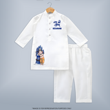 Ganpati Bappa Morya Artistic Devotion Printed Kurta Set - WHITE - 3 - 6 Months Old (Chest 24", Kurta Length 14'', Waist 19", Pant Length 14")