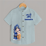 Modern Ganpati Devotion Artistic Printed Kids Shirt - ARCTIC BLUE - 0 - 6 Months Old (Chest 23")