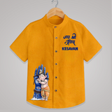 Modern Ganpati Devotion Artistic Printed Kids Shirt - CHROME YELLOW - 0 - 6 Months Old (Chest 23")