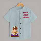 Jai Shri Ganesh Divine Hug Printed Kids Shirt - ARCTIC BLUE - 0 - 6 Months Old (Chest 23")