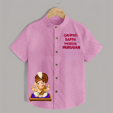 Jai Shri Ganesh Divine Hug Printed Kids Shirt - BABY PINK - 0 - 6 Months Old (Chest 23")