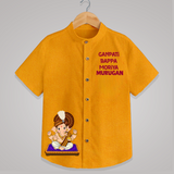 Jai Shri Ganesh Divine Hug Printed Kids Shirt - CHROME YELLOW - 0 - 6 Months Old (Chest 23")
