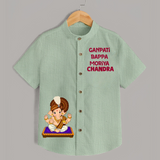 Jai Shri Ganesh Divine Hug Printed Kids Shirt - MINT GREEN - 0 - 6 Months Old (Chest 23")