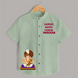 Jai Shri Ganesh Divine Hug Printed Kids Shirt - MINT GREEN - 0 - 6 Months Old (Chest 23")