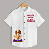 Jai Shri Ganesh Divine Hug Printed Kids Shirt - WHITE - 0 - 6 Months Old (Chest 23")