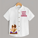 Jai Shri Ganesh Divine Hug Printed Kids Shirt - WHITE - 0 - 6 Months Old (Chest 23")