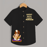 Jai Shri Ganesh Divine Hug Printed Kids Shirt - BLACK - 0 - 6 Months Old (Chest 23")