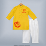 Ganpati Bappa Morya Traditional Celebration Printed Kurta Set - CHROME YELLOW - 3 - 6 Months Old (Chest 24", Kurta Length 14'', Waist 19", Pant Length 14")