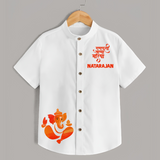 Ganpati Bappa Morya Festive Idol Printed Kids Shirt - WHITE - 0 - 6 Months Old (Chest 23")