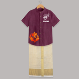 Ganpati Bappa Morya Traditional Celebration Printed Shirt and Dhoti - WINE - 0 - 6 Months Old (Chest-23") (Dhoti length-14")