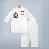 Ghar Ka Ganesh Artistic Devotion Printed Kurta Set - WHITE - 3 - 6 Months Old (Chest 24", Kurta Length 14'', Waist 19", Pant Length 14")