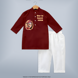 Ghar Ka Ganesh Artistic Devotion Printed Kurta Set - MAROON - 3 - 6 Months Old (Chest 24", Kurta Length 14'', Waist 19", Pant Length 14")