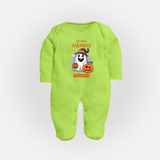 My First Halloween Ghost Print Baby Full Body Suit - LIME GREEN - New Born (Chest 7.5")