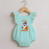 My First Halloween Ghost Print Baby Romper Frock - MINT GREEN - 0 - 3 Months Old (Chest 19")