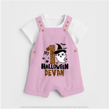 My First Halloween Ghost Moon Print Baby Dungaree - BABY PINK - 0 - 5 Months Old (Chest 18")