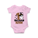 My First Halloween Ghost Moon Print Baby Romper - BABY PINK - New Born (Chest 14")