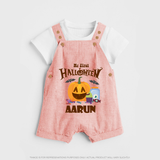 My First Halloween Pumpkin Treat Print Baby Dungaree - PEACH - 0 - 5 Months Old (Chest 18")