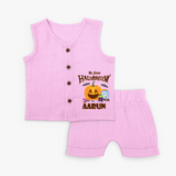 My First Halloween Pumpkin Treat Print Baby Jabla Set - BABY PINK - 0 - 3 Months Old (Chest 9.8")