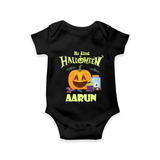 My First Halloween Pumpkin Treat Print Baby Romper - BLACK - New Born (Chest 14")