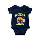 My First Halloween Pumpkin Treat Print Baby Romper - NAVY BLUE - New Born (Chest 14")