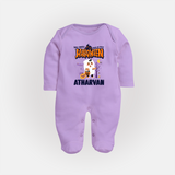 My First Halloween Trick Or Treat Print Baby Full Body Suit - LILAC - New Born (Chest 7.5")