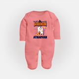 My First Halloween Trick Or Treat Print Baby Full Body Suit - PEACH - New Born (Chest 7.5")