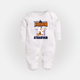 My First Halloween Trick Or Treat Print Baby Full Body Suit - WHITE - New Born (Chest 7.5")