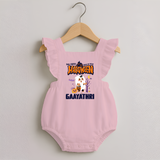 My First Halloween Trick Or Treat Print Baby Romper Frock - BABY PINK - 0 - 3 Months Old (Chest 19")