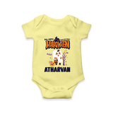 My First Halloween Trick Or Treat Print Baby Romper - PASTEL YELLOW - New Born (Chest 14")