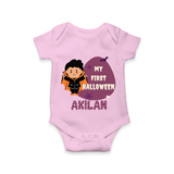 My First Halloween Boy Vampire Print Baby Romper - BABY PINK - New Born (Chest 14")