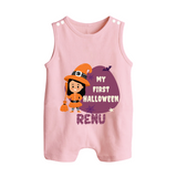 My First Halloween Girl Vampire Print Baby Button Romper - BABY PINK - New Born (Chest 18")